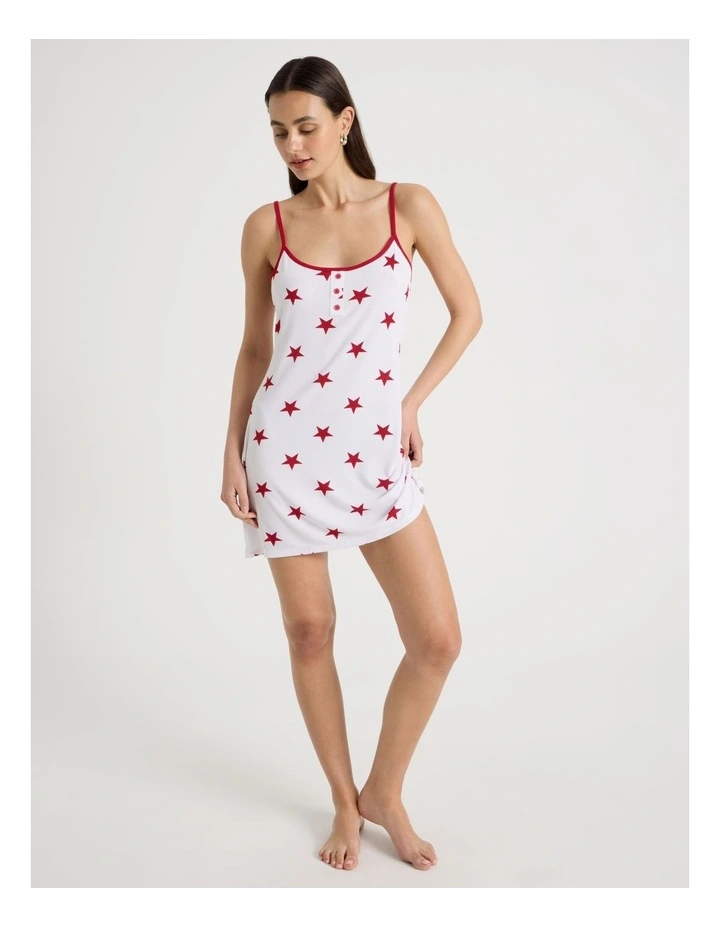 Contrast Rib Chemise in Red Star image 3