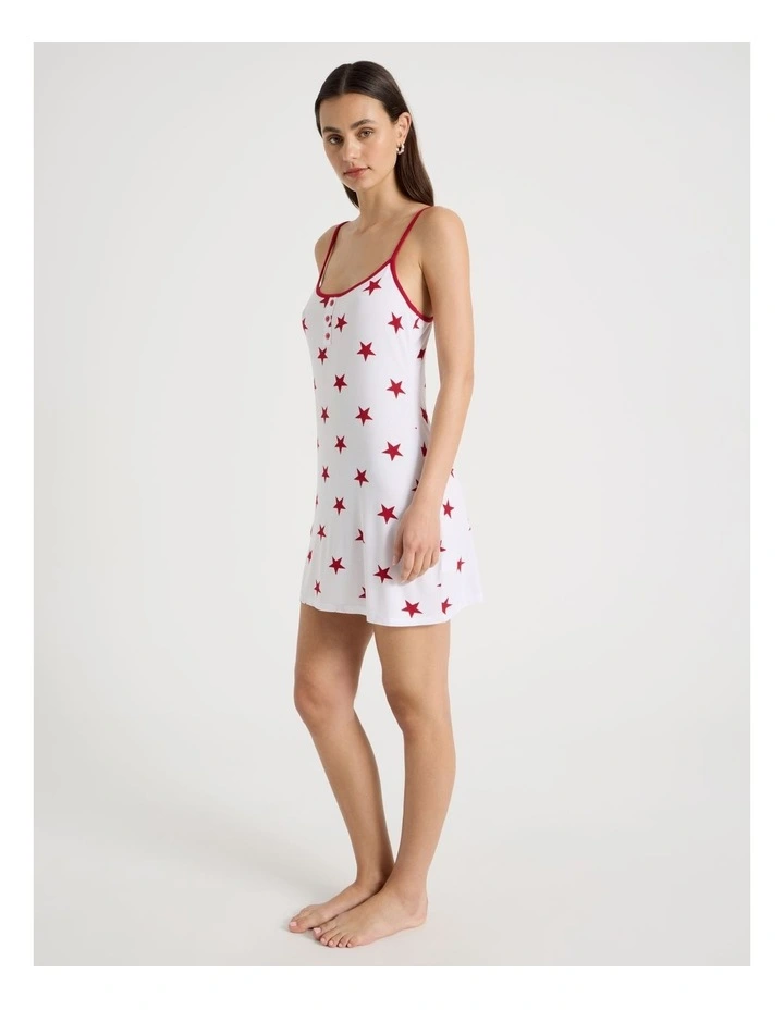 Contrast Rib Chemise in Red Star image 4
