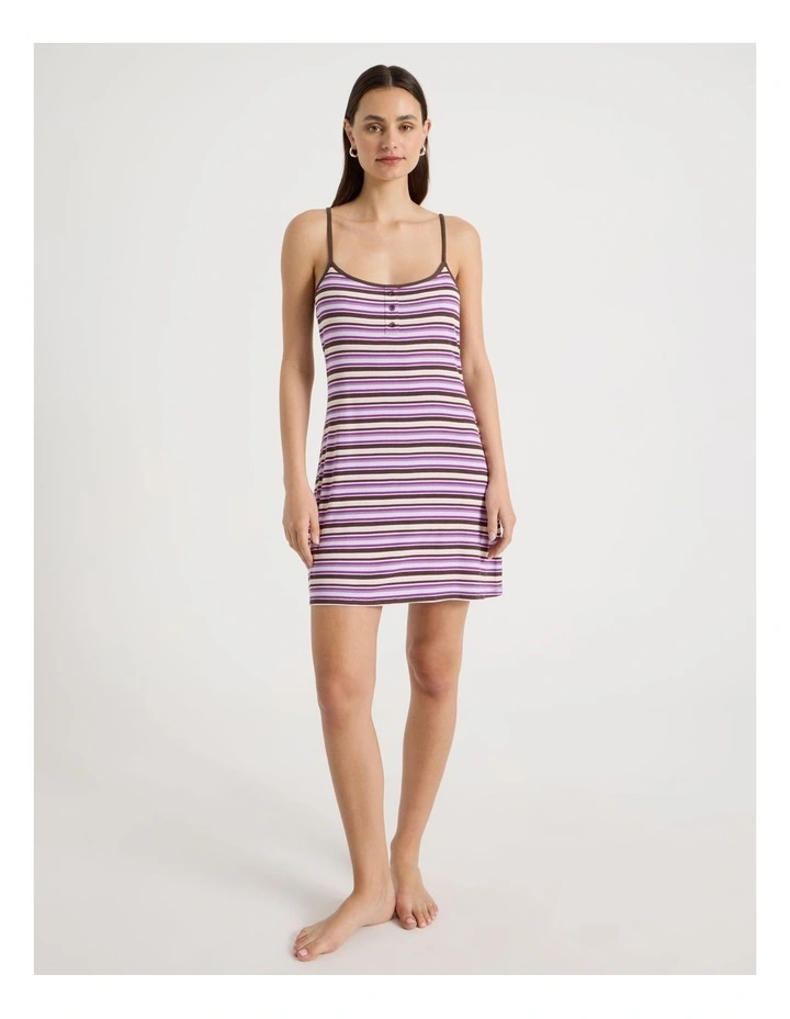 Contrast Rib Chemise in Purple Stripe image 1