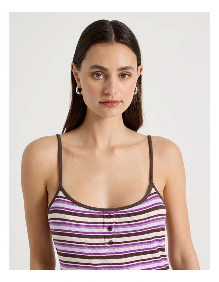 Contrast Rib Chemise in Purple Stripe image 4