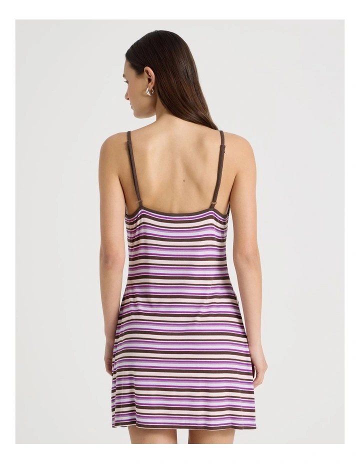 Contrast Rib Chemise in Purple Stripe image 5