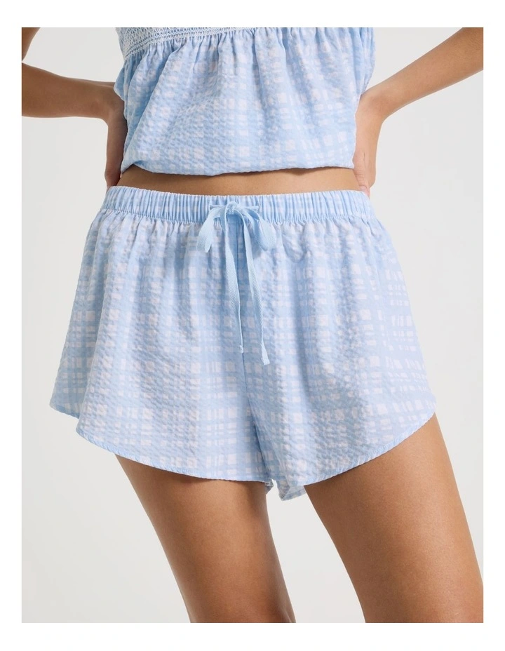 Dreamy Haze Woven Shirred Cami Boxer Set in Blue Gingham image 5