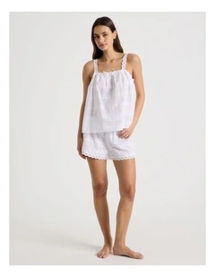 Dreamy Haze Woven Broderie Cami Boxer in White