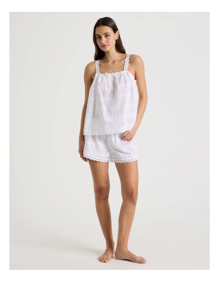 Dreamy Haze Woven Broderie Cami Boxer in White image 1