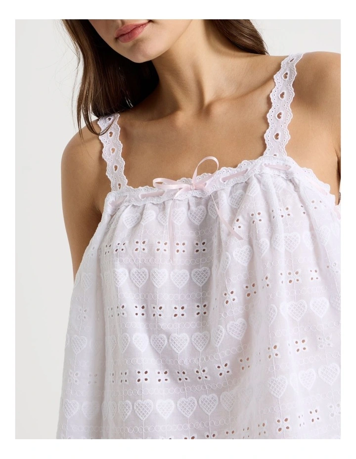 Dreamy Haze Woven Broderie Cami Boxer in White image 3
