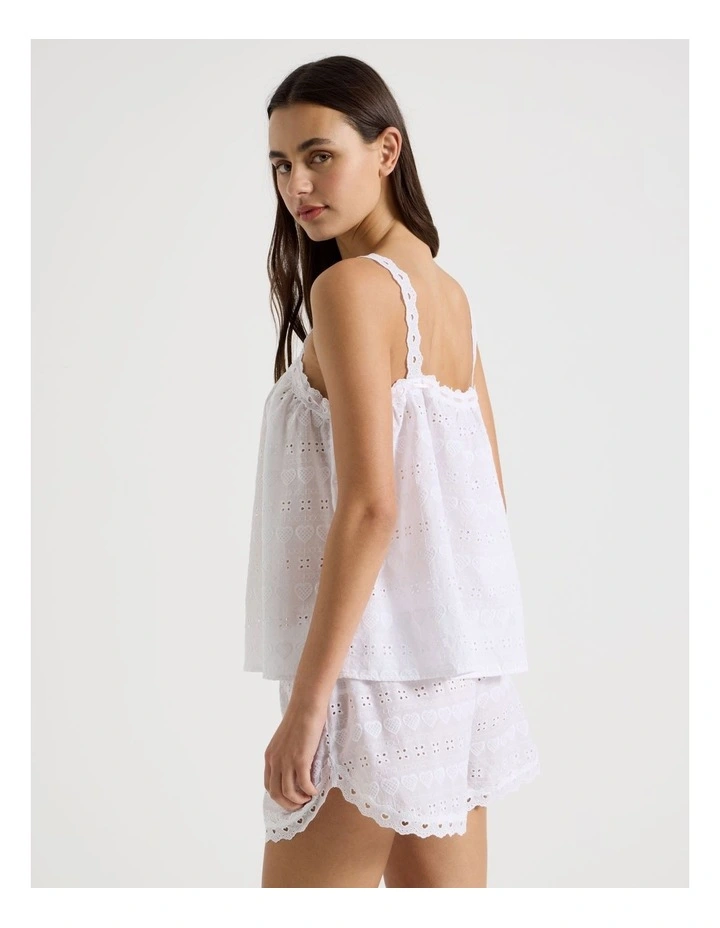 Dreamy Haze Woven Broderie Cami Boxer in White image 6