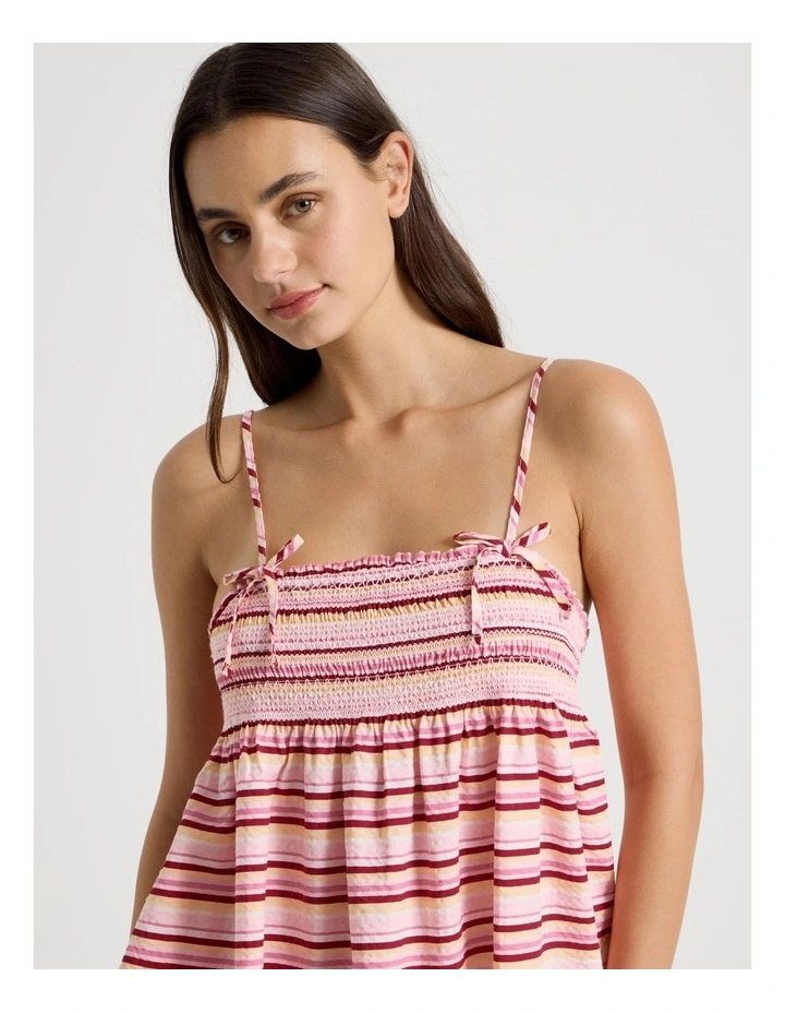 Dreamy Haze Woven Shirred Cami Boxer Set in Bright Stripe image 4