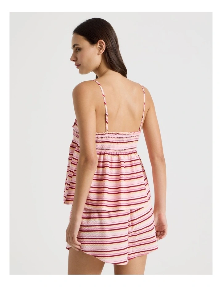 Dreamy Haze Woven Shirred Cami Boxer Set in Bright Stripe image 5