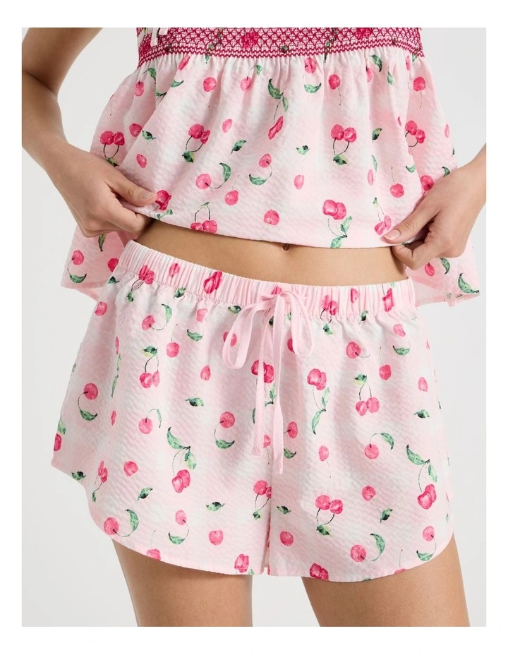 Woven Shirred Cami Boxer Gift Set in Cherry Gingham image 5