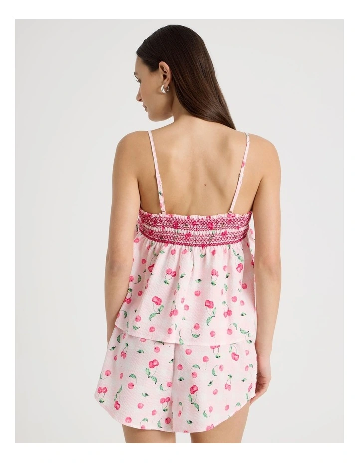 Woven Shirred Cami Boxer Gift Set in Cherry Gingham image 7