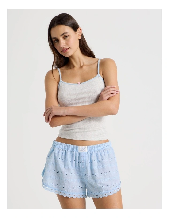 Dreamy Haze Woven Broderie Short in Sky Blue image 1