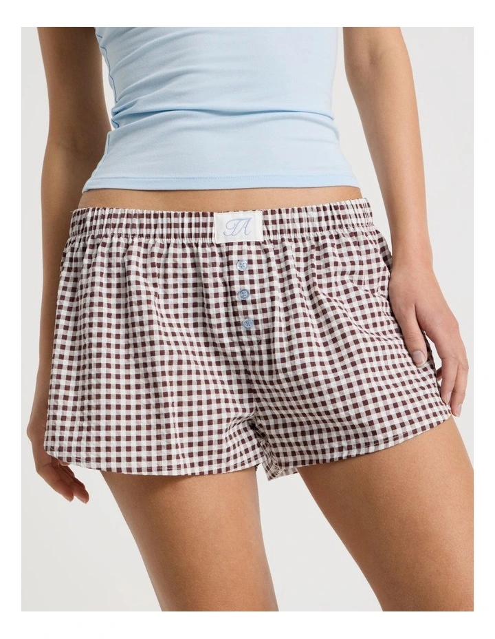 Dreamy Haze Woven Seersucker Boxer Short in Choc Gingham image 2