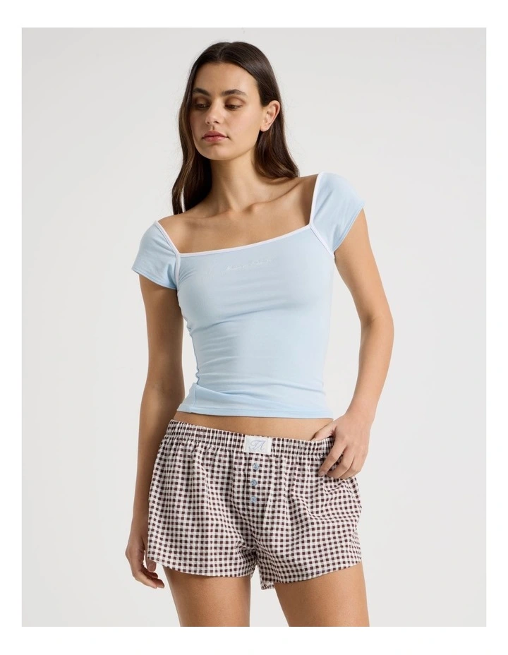 Dreamy Haze Woven Seersucker Boxer Short in Choc Gingham image 3