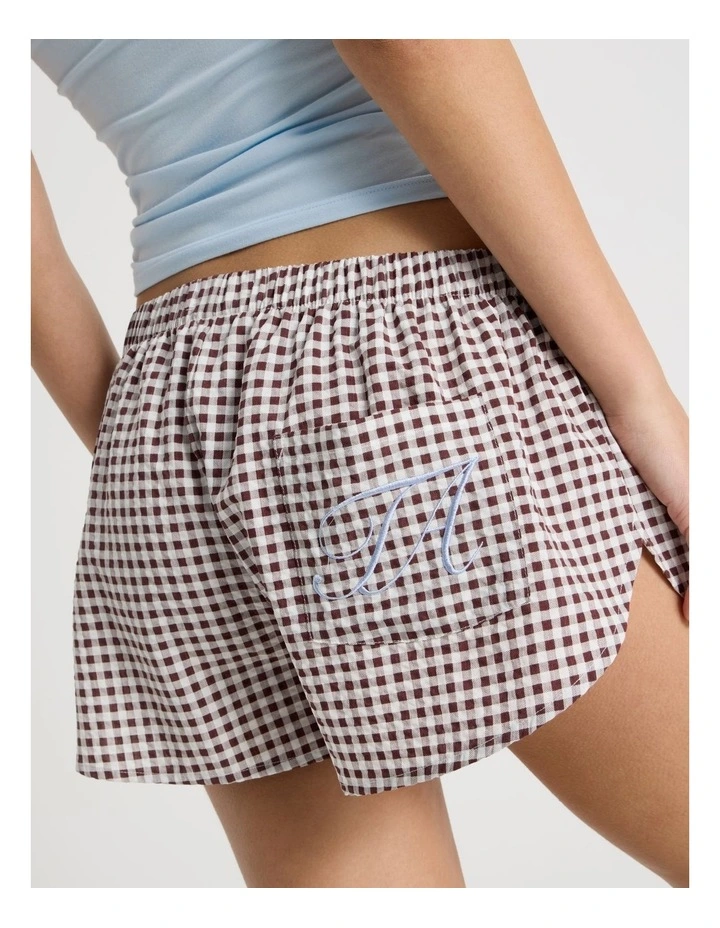 Dreamy Haze Woven Seersucker Boxer Short in Choc Gingham image 5