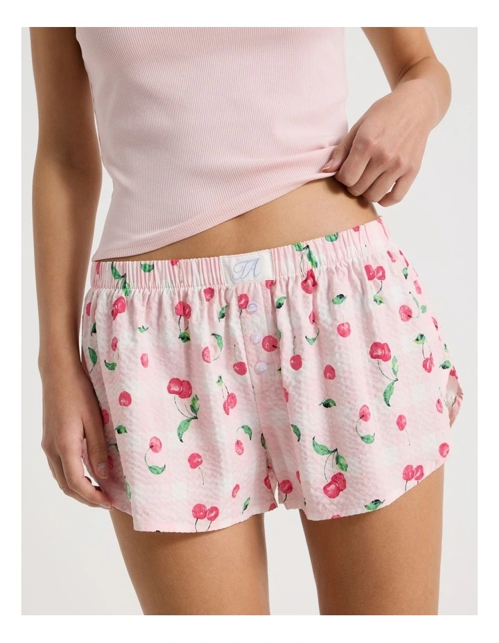 Dreamy Haze Woven Seersucker Boxer Short in Cherry Gingham image 2