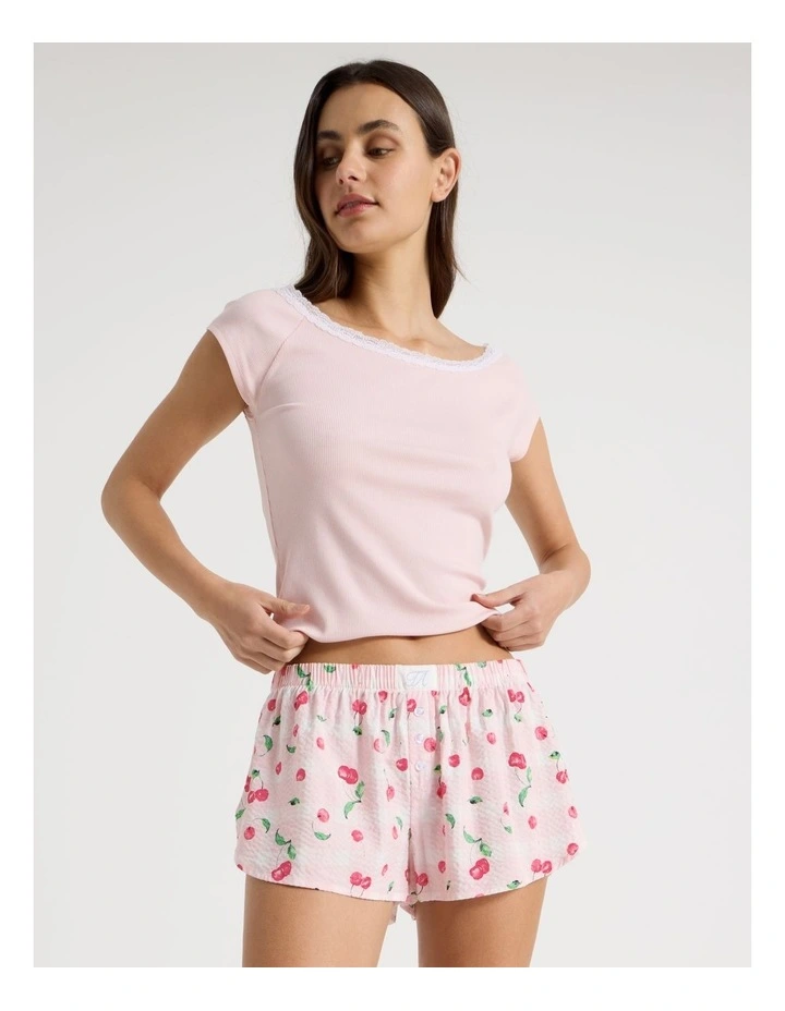Dreamy Haze Woven Seersucker Boxer Short in Cherry Gingham image 3