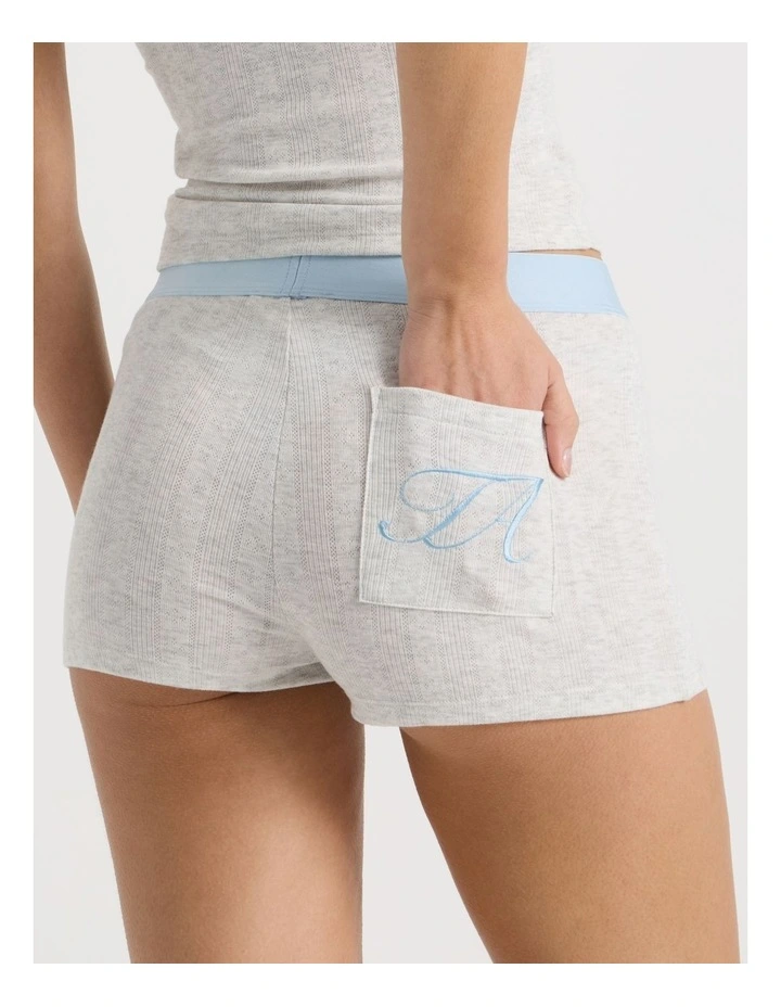Soft Days Pointelle Sleep Short in Grey Marle & Blue image 4