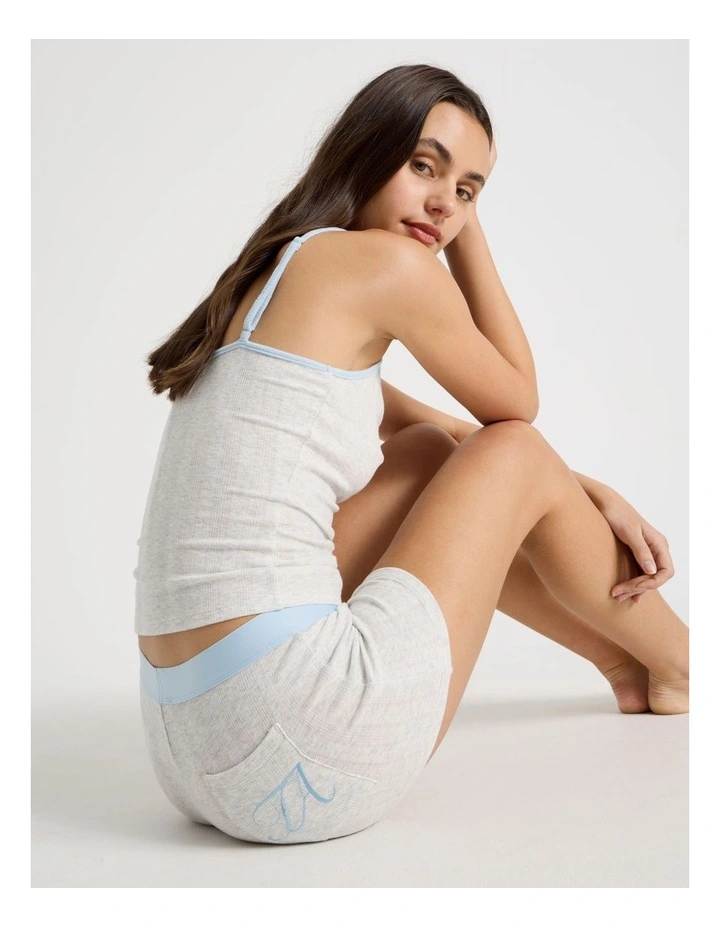 Soft Days Pointelle Sleep Short in Grey Marle & Blue image 6