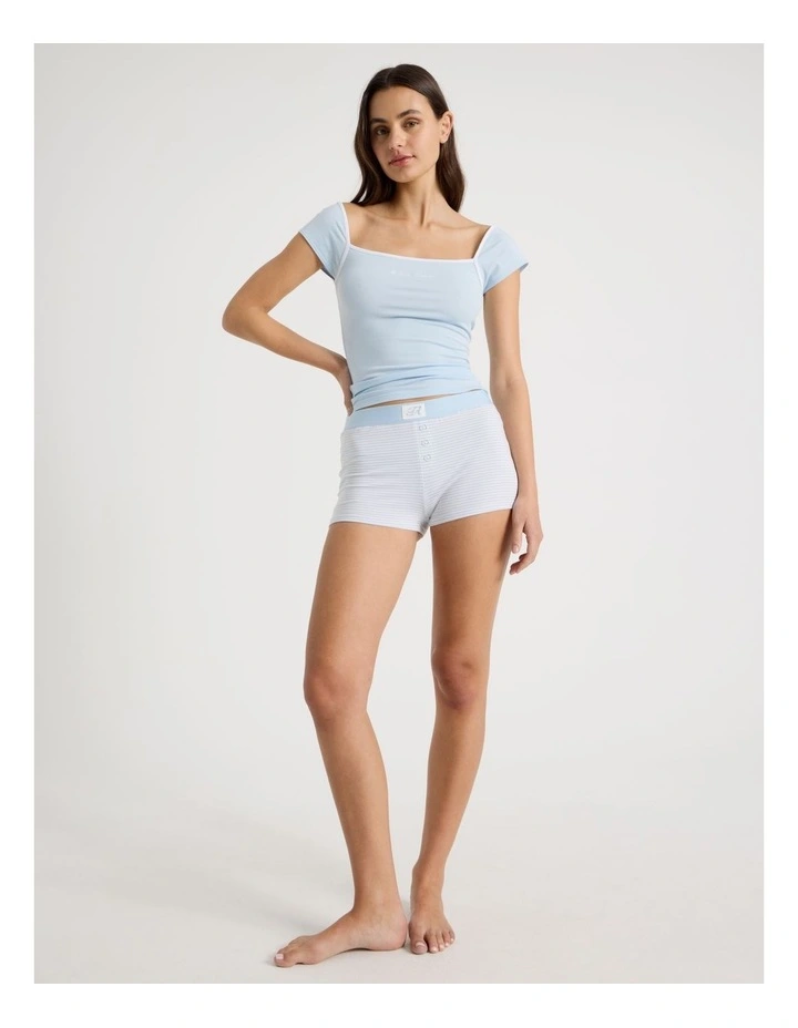 Soft Days Jersey Sleep Short in Blue YD Stripe image 2