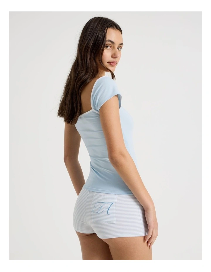 Soft Days Jersey Sleep Short in Blue YD Stripe image 4