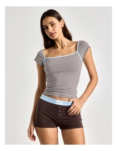 Soft Days Jersey Sleep Short in Chocolate