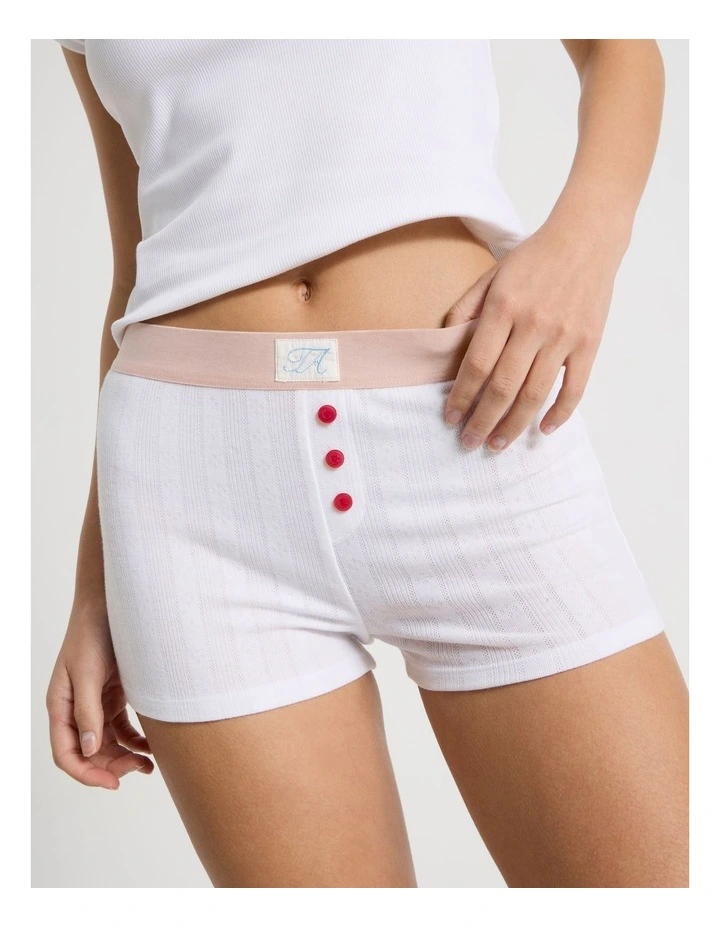 Soft Days Pointelle Sleep Short in White image 3