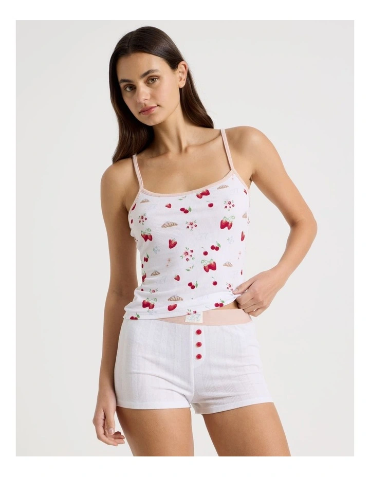 Soft Days Pointelle Sleep Short in White image 4