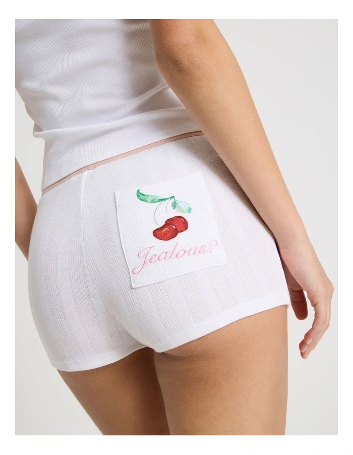 Soft Days Pointelle Sleep Short in White image 5