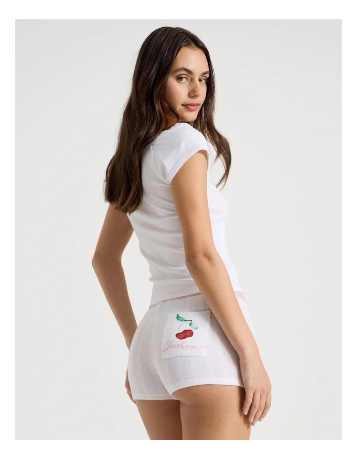 Soft Days Pointelle Sleep Short in White image 6