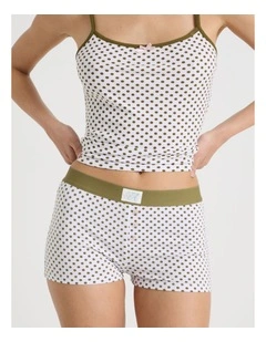 Soft Days Jersey Sleep Short in Deep Olive Micro Spot