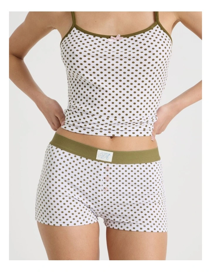 Soft Days Jersey Sleep Short in Deep Olive Micro Spot image 1