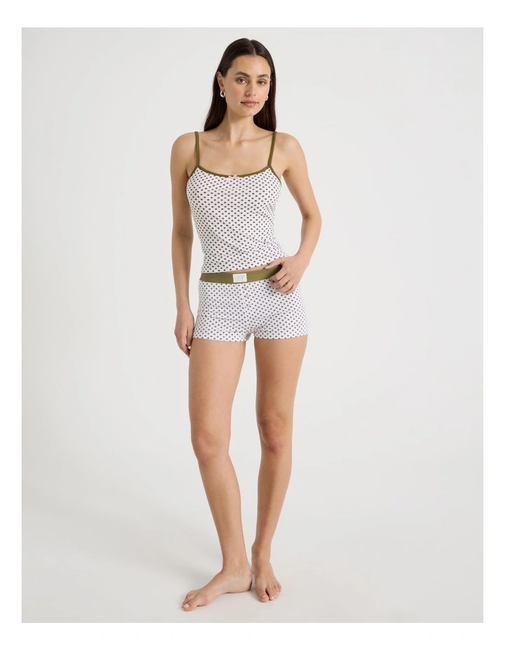 Soft Days Jersey Sleep Short in Deep Olive Micro Spot image 2