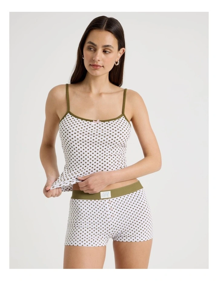 Soft Days Jersey Sleep Short in Deep Olive Micro Spot image 3