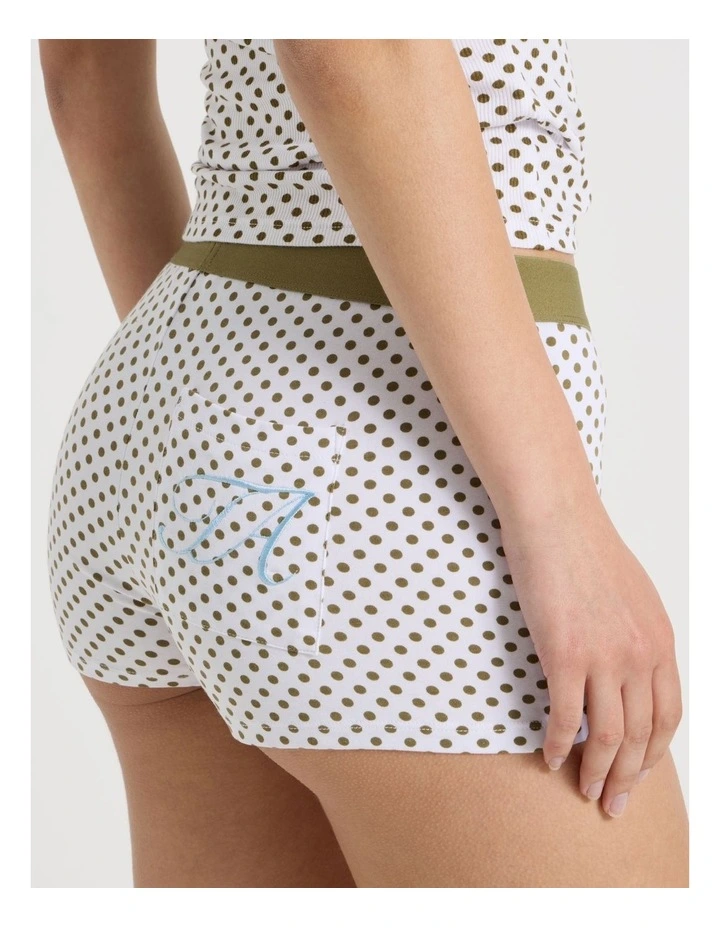 Soft Days Jersey Sleep Short in Deep Olive Micro Spot image 5
