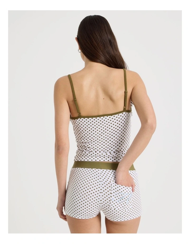 Soft Days Jersey Sleep Short in Deep Olive Micro Spot image 6