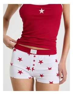 Soft Days Jersey Sleep Short in Red Star