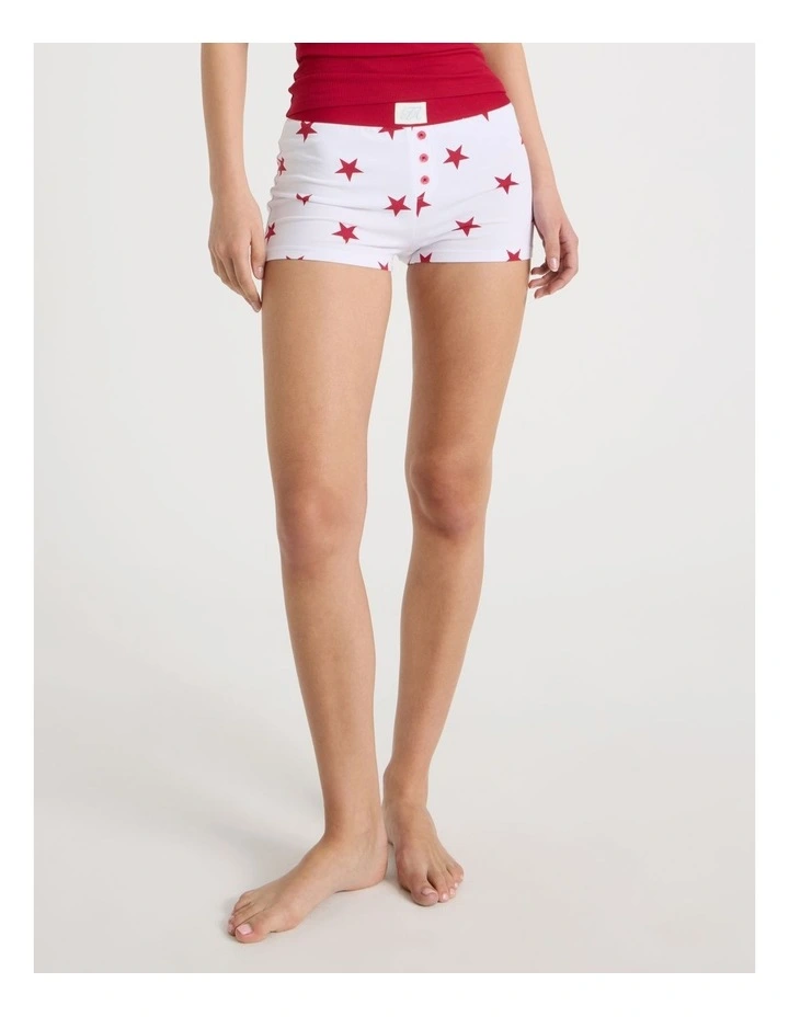 Soft Days Jersey Sleep Short in Red Star image 3