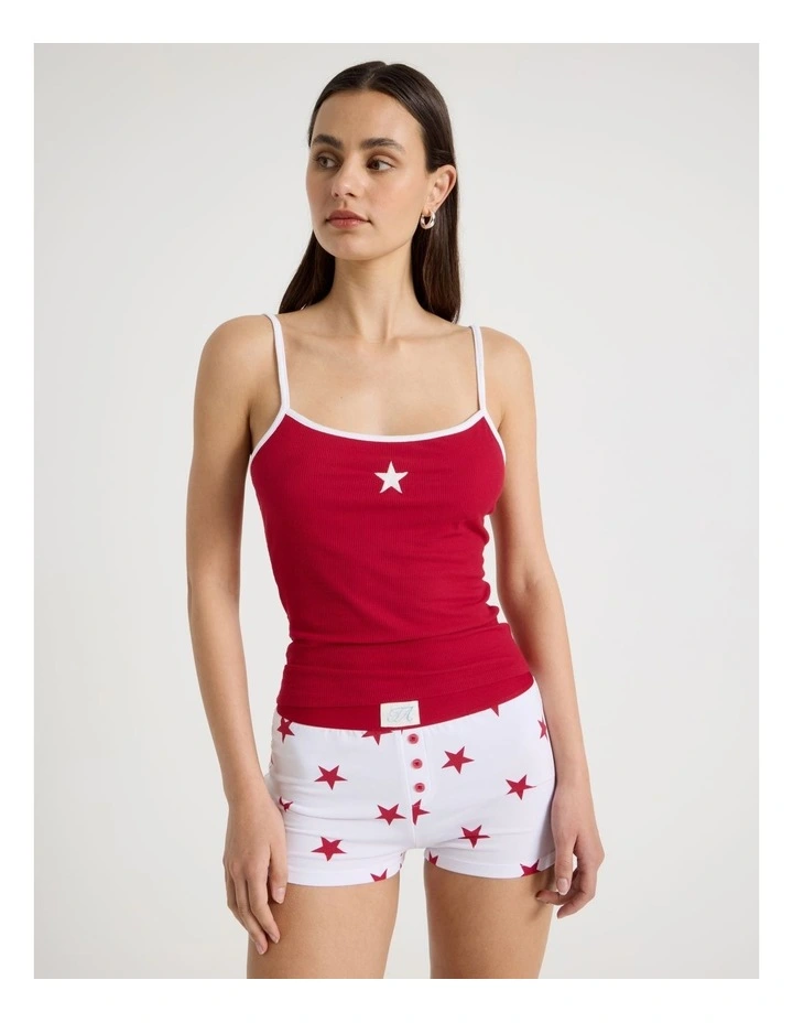 Soft Days Jersey Sleep Short in Red Star image 4