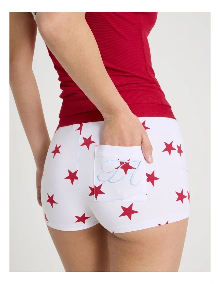 Soft Days Jersey Sleep Short in Red Star image 5
