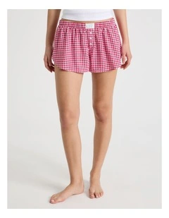 Woven Seersucker Boxer Short in Red Gingham