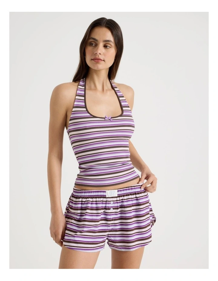Woven Seersucker Boxer Short in Purple Stripe image 1