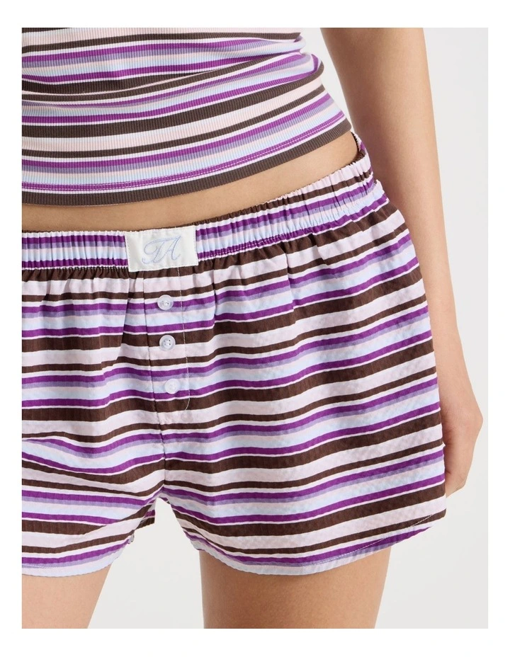 Woven Seersucker Boxer Short in Purple Stripe image 4