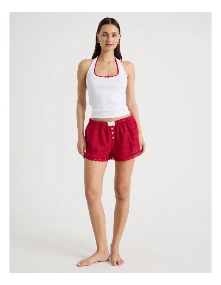 Woven Broderie Short in Chilli Red image 2
