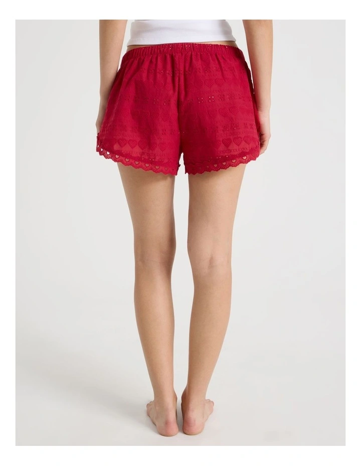 Woven Broderie Short in Chilli Red image 5