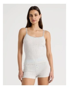 Soft Days Pointelle Contrast Cami in Grey Marle & Blue