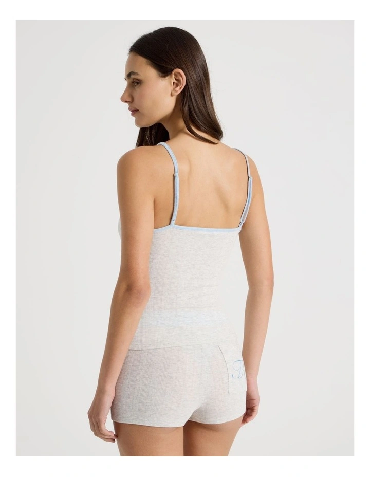 Soft Days Pointelle Contrast Cami in Grey Marle & Blue image 5
