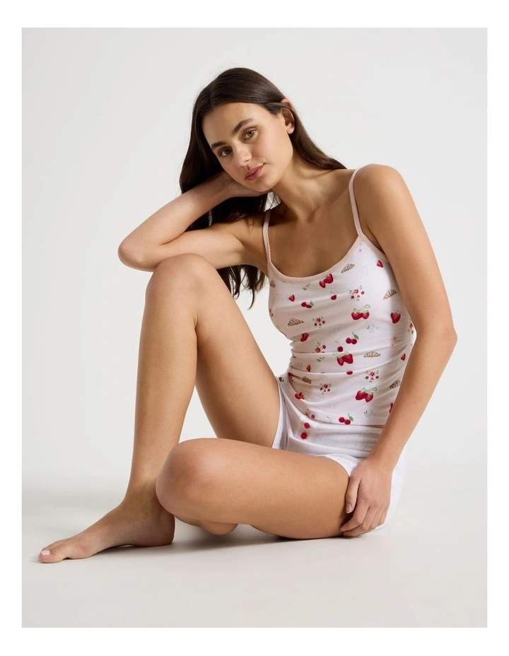 Soft Days Contrast Rib Cami in Brunch Club Ditsy image 1