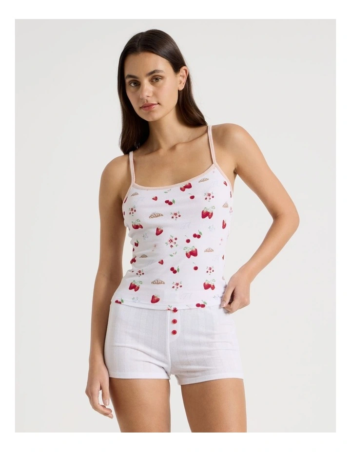 Soft Days Contrast Rib Cami in Brunch Club Ditsy image 2