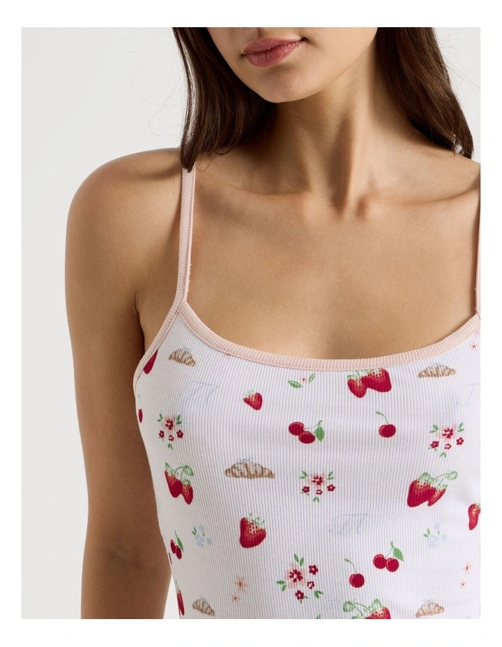 Soft Days Contrast Rib Cami in Brunch Club Ditsy image 4