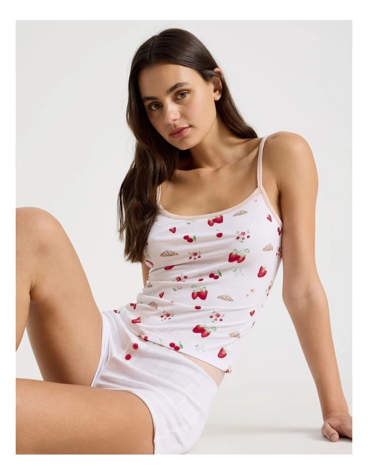 Soft Days Contrast Rib Cami in Brunch Club Ditsy image 5
